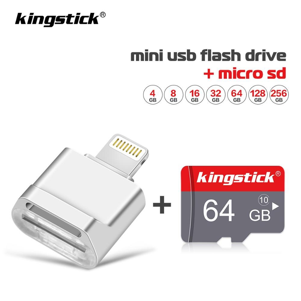 Kingstick mini usb flash-stasjon pendrive for iphone  /7/7 pluss /8/ x usb/otg/lightning 2 in 1 penn-stasjon for ios ekstern