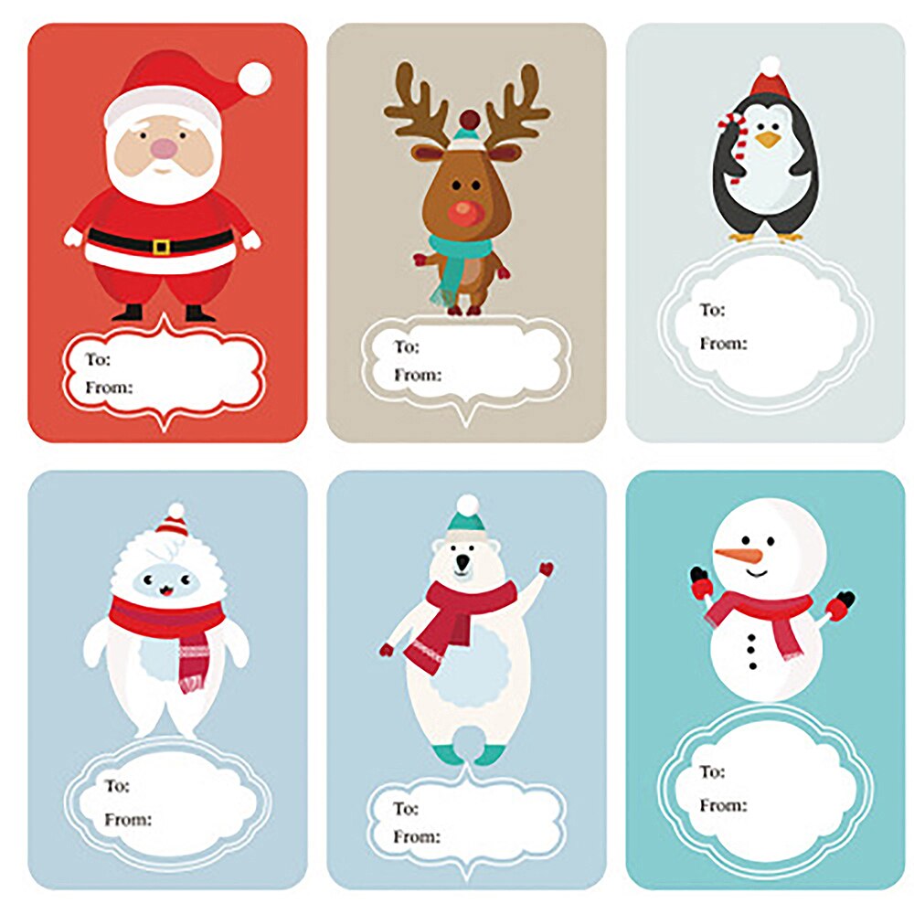 250 Pcs/Roll Christmas Sticker Tags 6 Designs Adhe... – Grandado