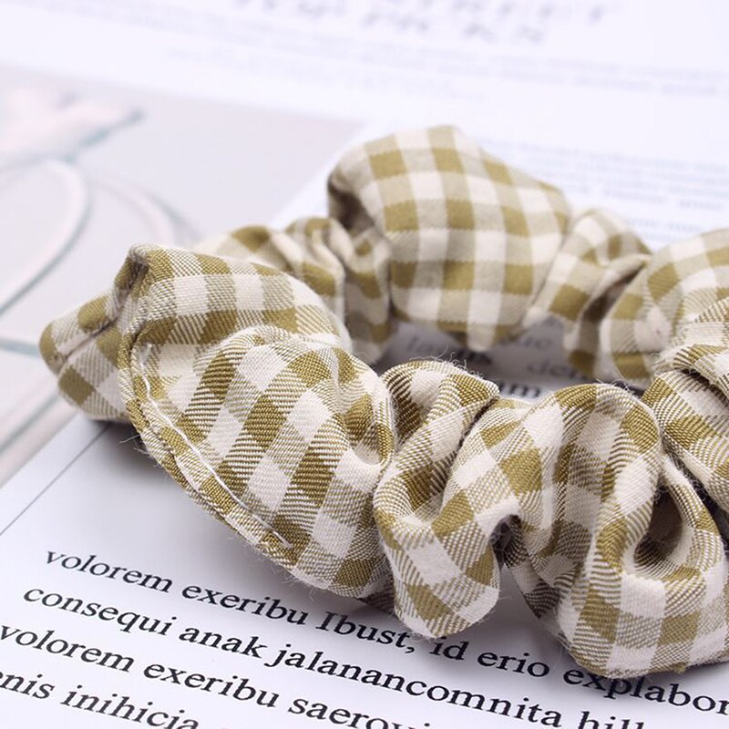 Primavera otoño malla a cuadros Anillo para el pelo del intestino grueso mujeres niñas Scrunchies telas accesorios para el cabello