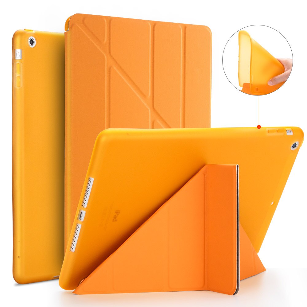 Etui do iPada powietrza, etui z klapką stań etui do iPada 5, PU skóra pełni etui do iPada A1474 A1475 A1476 smart cover dla ipad Air 1 przypadki: Orange