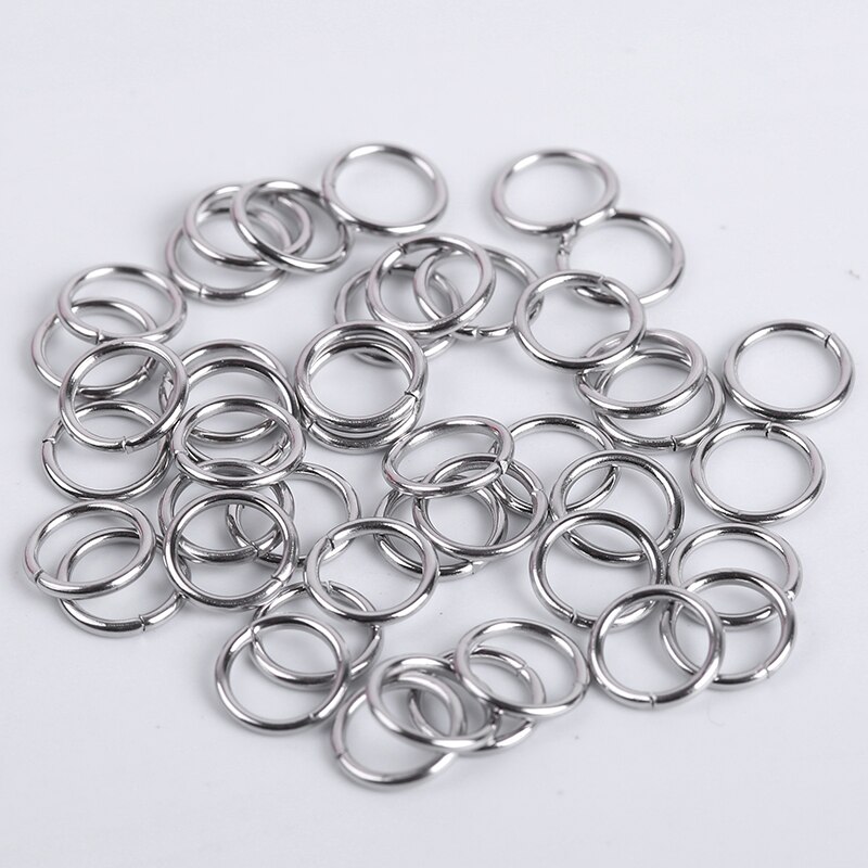 200 unids/lote de acero inoxidable anillos de salto abierto anillos de Split para la fabricación de la joyería DIY conector Accesorios: 0.9x8mm 200Pcs