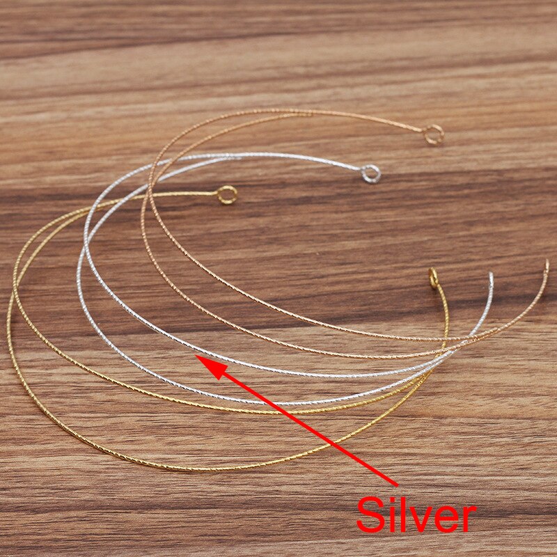 3pcs Metal Hairband Screw Two-line Bride Crown Headdress Gold Head Hair Bands Wire Base Setting Jewelry Components Wedding: Silver