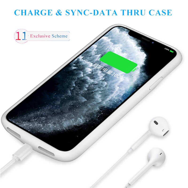 5000mAh Slim Liquid Silicone shockproof Battery Charger Cases for iPhone 11 Pro Max PowerBank Case Cover External Charger Fundas