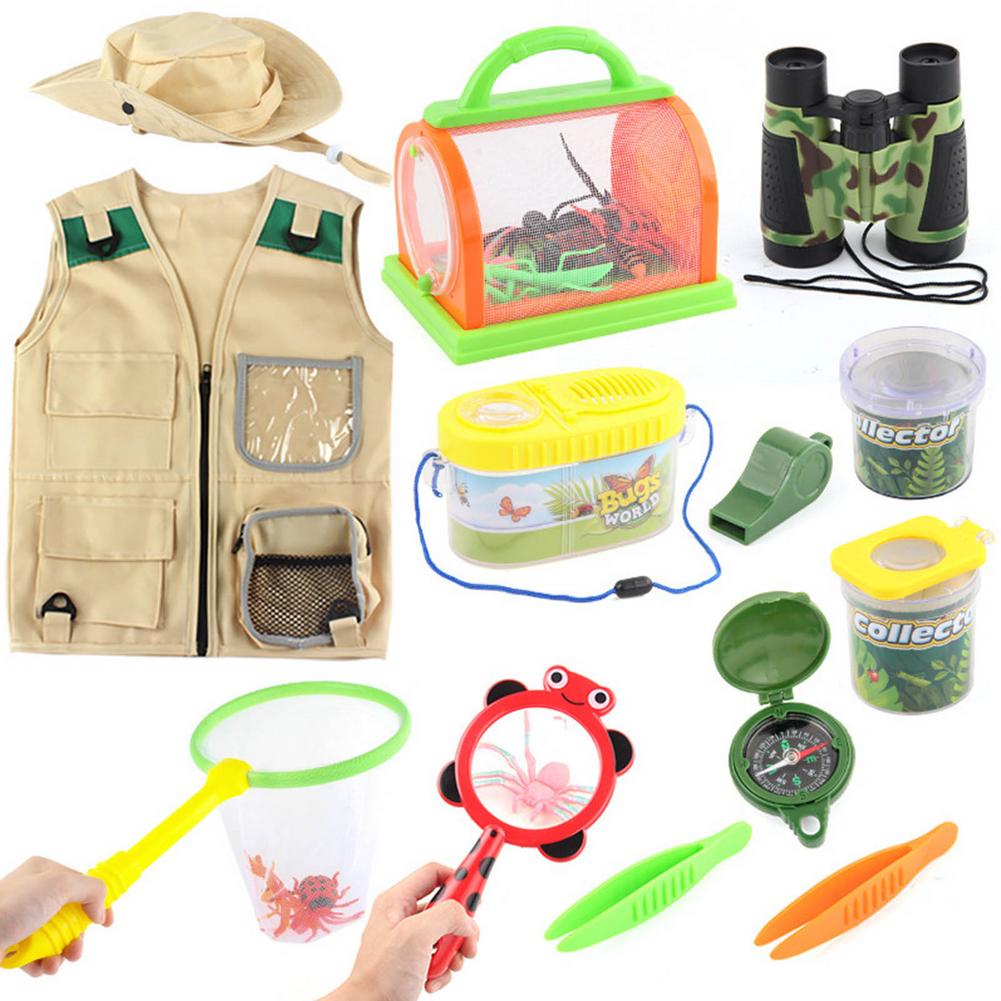 Kids Outdoor Explorer Kit Outdoor Avontuur Camping Speelgoed Voor Kids Cargo Vest Hoed Bug Vangen Kit Avontuur Speelgoed