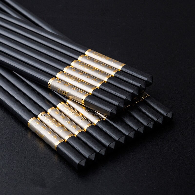 25.3 cm Eetstokjes Chinese Alloy Black Sushi Hashi Chop Sticks Servies: E