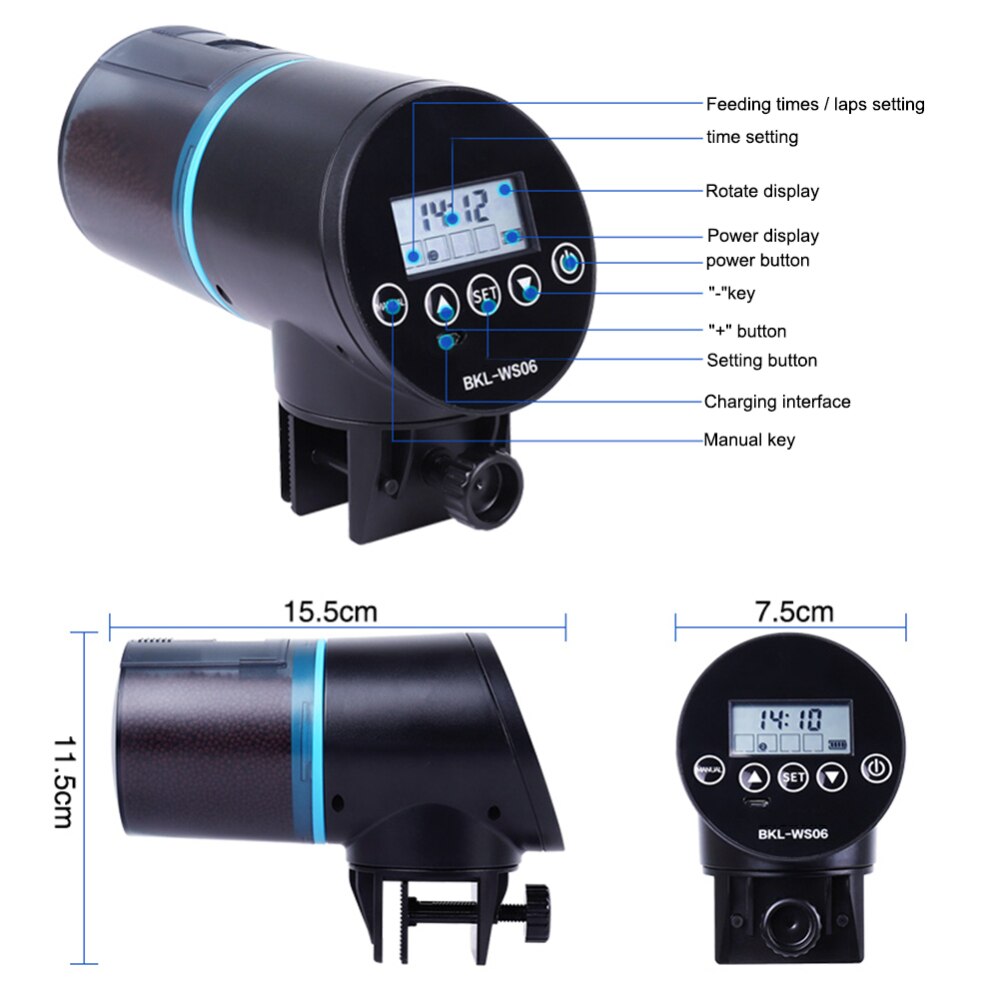 Fish Tank Timer Feeder Digital Automatic Fish Feeder Electrical 500ml Home Aquarium Tank Food Feeding Portable Fish Feeder Tools: B type