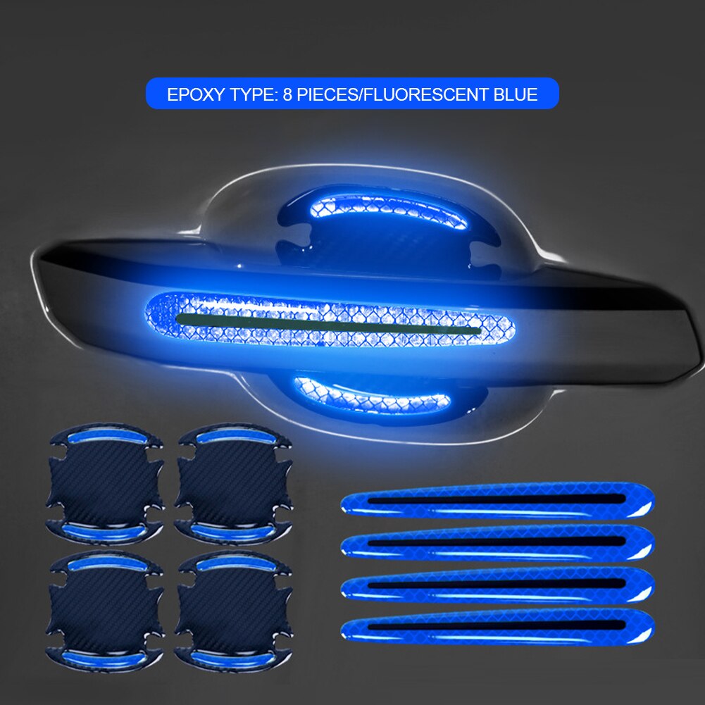 Autocollant 3D pour poignée de porte de voiture, 4 pièces, peinture, protection contre les rayures, couverture universelle: Bleu Royal