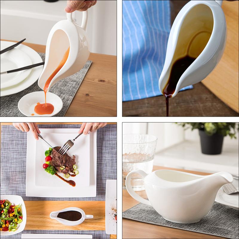 Ceramic Gravy Boat Saucier Sauce Jug Seasoning Storage Container Ceramic Steak Tomato Sauce Cup Seasoning Jug Pour Gravy Sauce