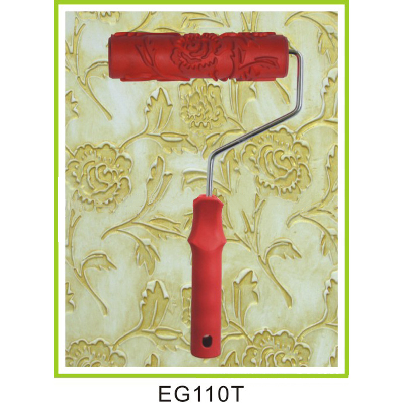 7-Zoll-3D-Rändel-Prägewalze für Zuhause, konkav, konvexe Textur, Wanddekoration, arbeitssparendes Bauwerkzeug, Gummi mit Griff: Orange