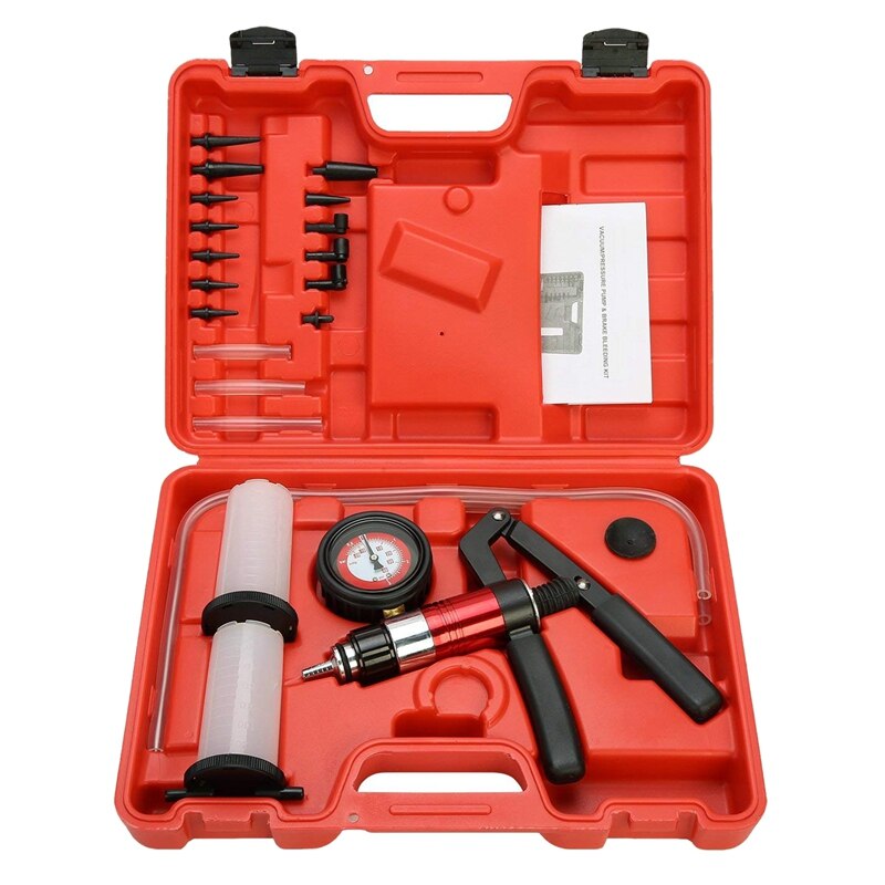 21Pcs Handheld Vacuum Pump Set Tester For Automotive With Adapters Brake Bleeder Test Kit