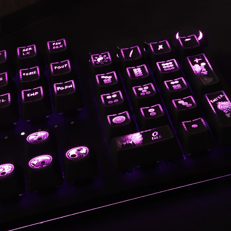 1 Juego de teclas retroiluminadas de alta gama, Teclado mecánico de estilo chino, tapa de llave de recubrimiento de agujero negro para Corsair K70 K95 Razer Cherry OEM