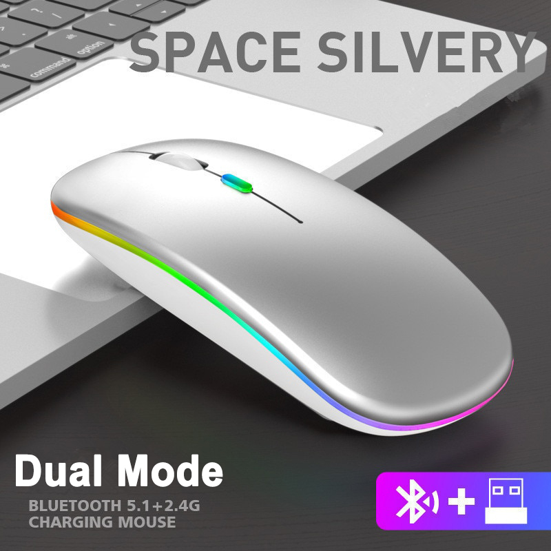 2,4G Drahtlose Maus USB Aufladbare Bluetooth-kompatibel RGB Maus Stille Ergonomische Maus Mit Hintergrundbeleuchtung Für Laptop PC ipad: DARKNESS