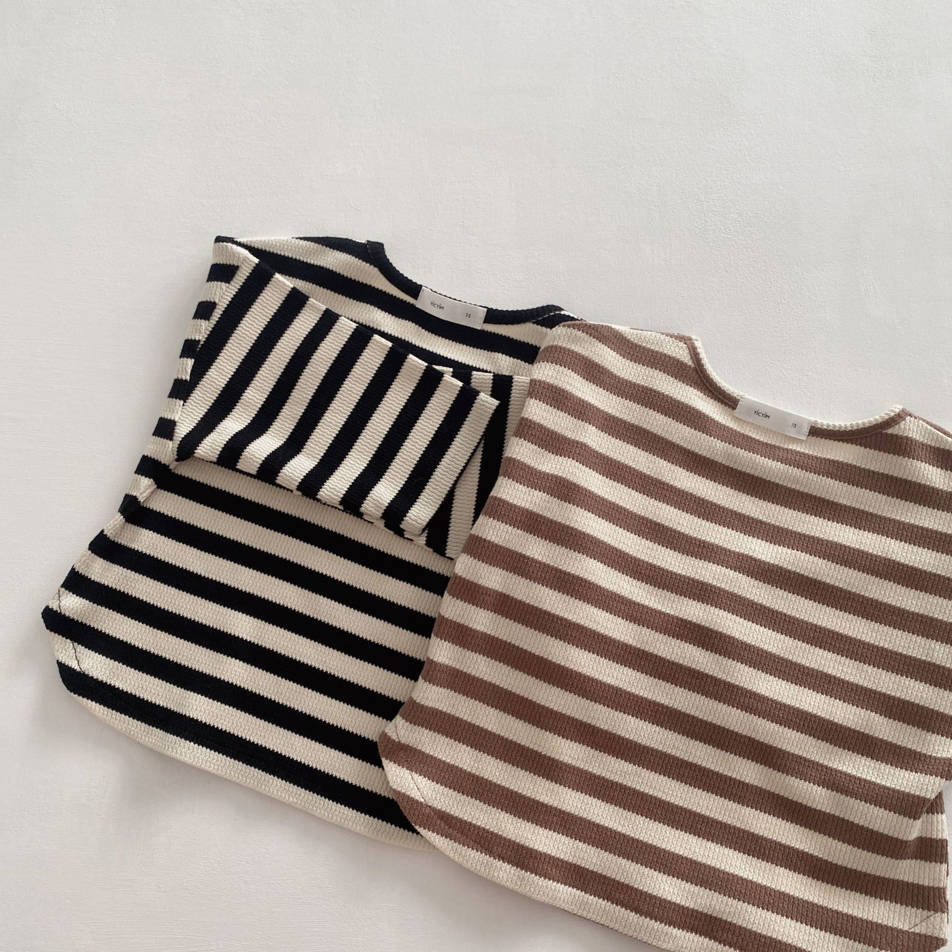 Baby Boy Denim Jumpsuit Autumn Infant Sleeveless Romper For Girls Kids Denim Overalls With Striped T Shirts