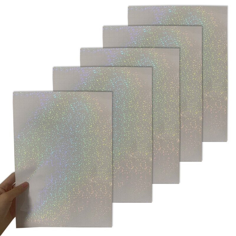 5 Sheets 8.27X11.69Inches Gebroken Glas Holografische Premium Koud Gelamineerd Film Glitter Laminaat Overlay Voor Stickers: 1