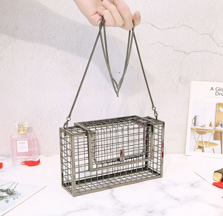 métal creux femmes épaule bandoulière sacs dames fête soirée sac de luxe femme sacs Cage sac à main embrayages: Black bag 2