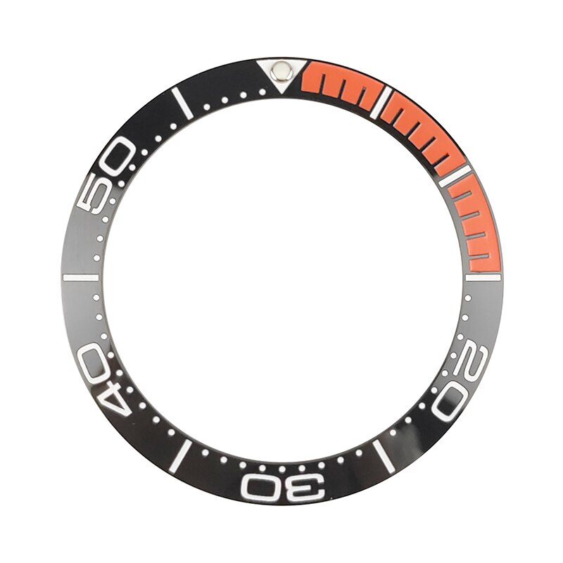 38mm Black/orange Ceramic Bezel Insert For Sea master SKX007 SKX009 Divers Men's Watches Luminous pip: Black orange