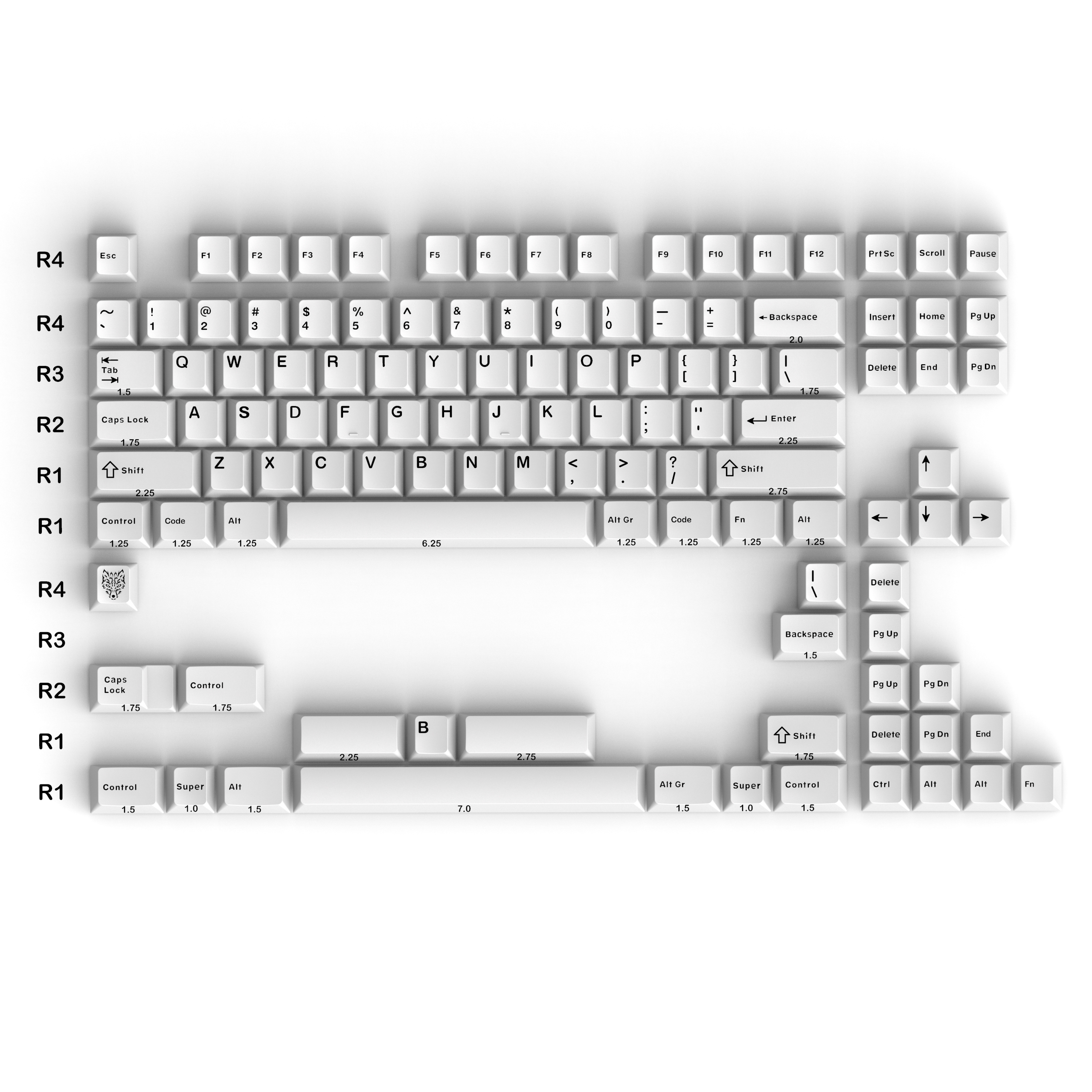 GMK BOW/WOB Keycaps Double Shot 114 Keys PBT Cherry Profile Alice Layout White Black Keycaps For Mechanical Keyboards 7u Keys