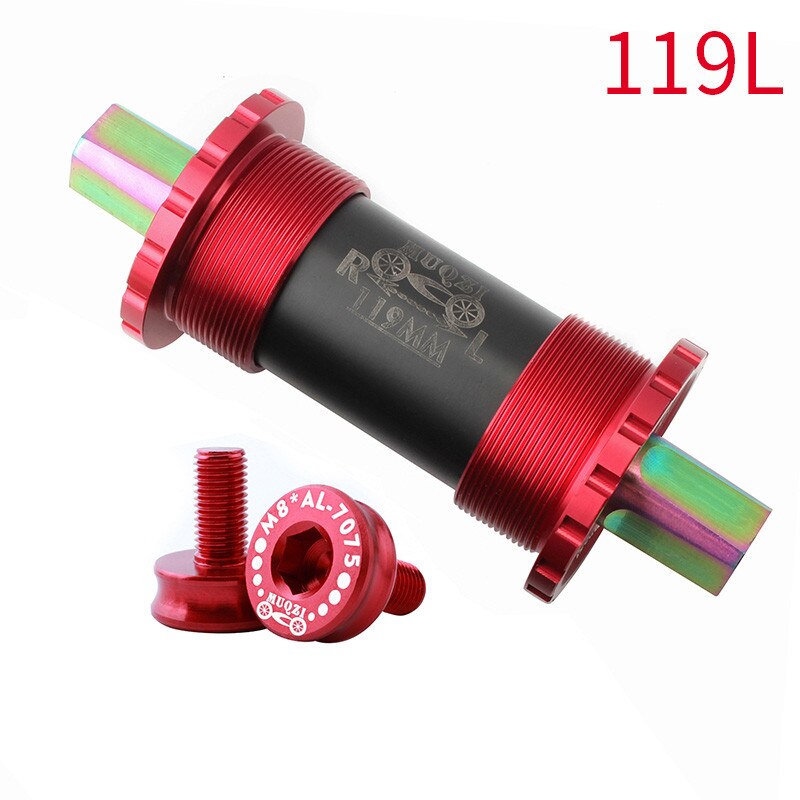 Mountain Bike Titanium Alloy Square Hole Ceramic Bottom Bracket 103/107/110/113/119/122mm Folding Road Bike Bottom Brackets: Red-119mm