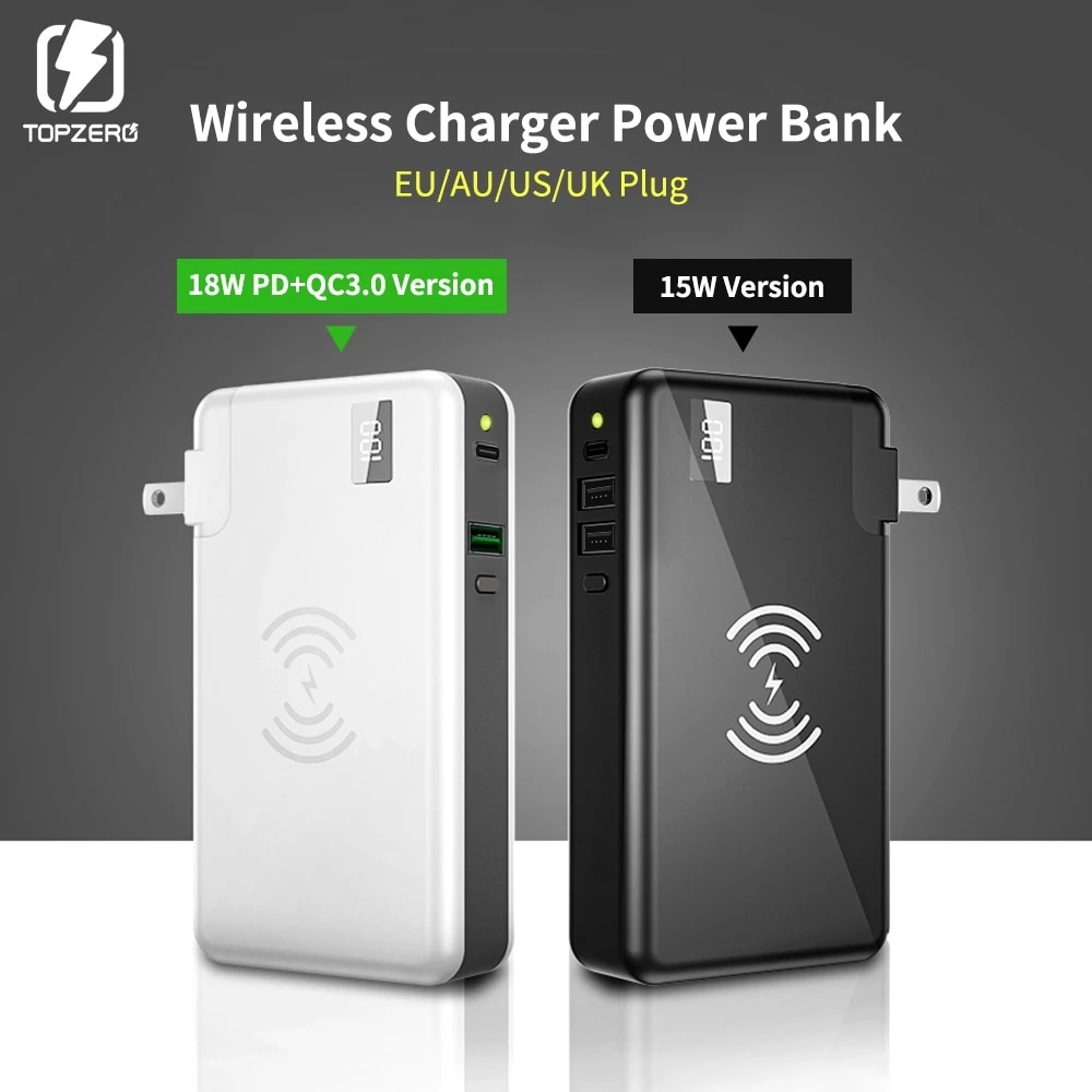 QI Drahtlose Ladegerät power bank 10000mAh 18W PD QC 3,0 Schnelle Ladegerät power 10000mah Für Xiaomi iPhone samsung Externe batterie