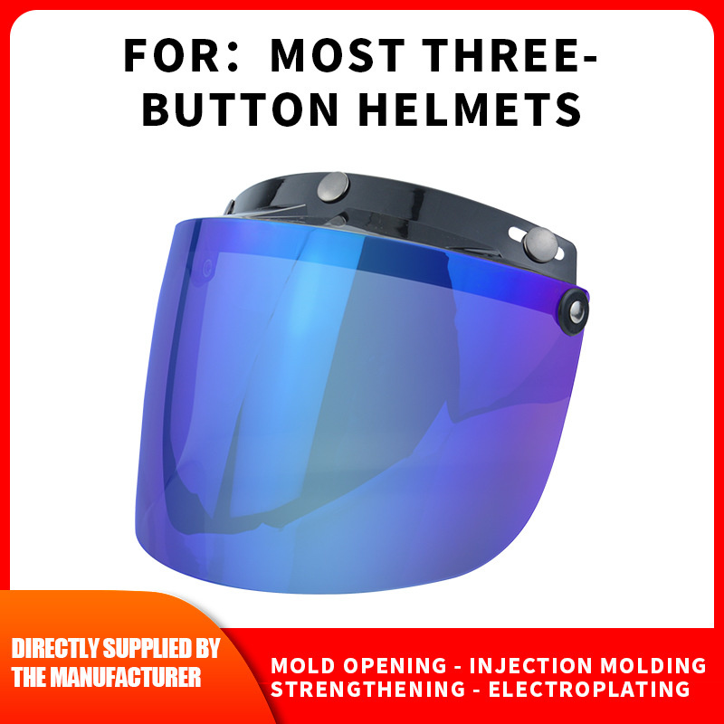 Motorcykelhjälmslins cykelmask antiuv avtagbar vindtät 3-- snäpps cykelvisir linsskydd cykelhjälmar uppfällbara nedfällbara