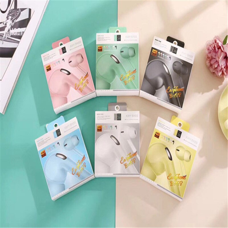 1 Pc 3.5Mm Plug In Ear Universele Headsets Macaron Kleur Oortelefoon Fit Voor Vivo Oppo Etc Mobiele Telefoon