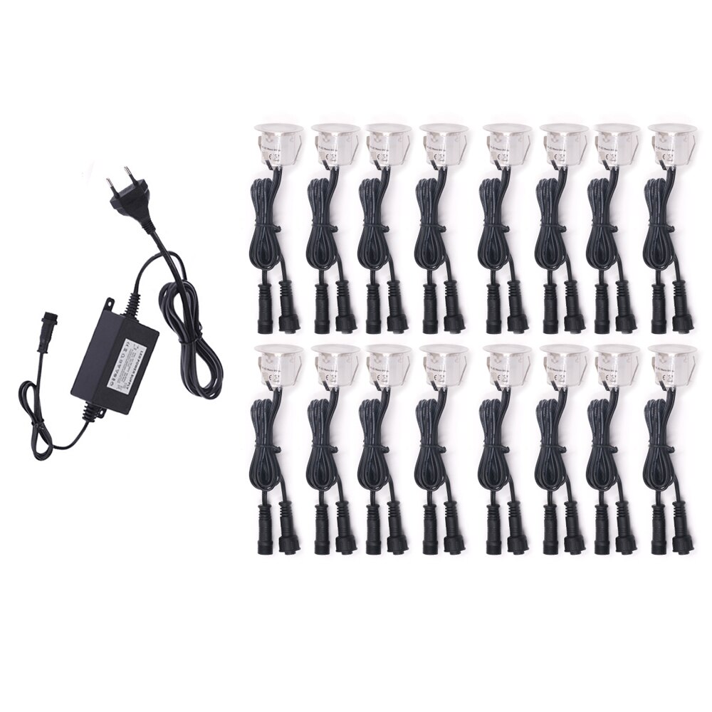 12V LED Deck Light Underground lampa ze stali nierdzewnej wodoodporny IP67 wpuszczone oświetlenie schodowe LED Light Wall Spotlight 16 sztuk/partia: 16pcs EU set / Natural white