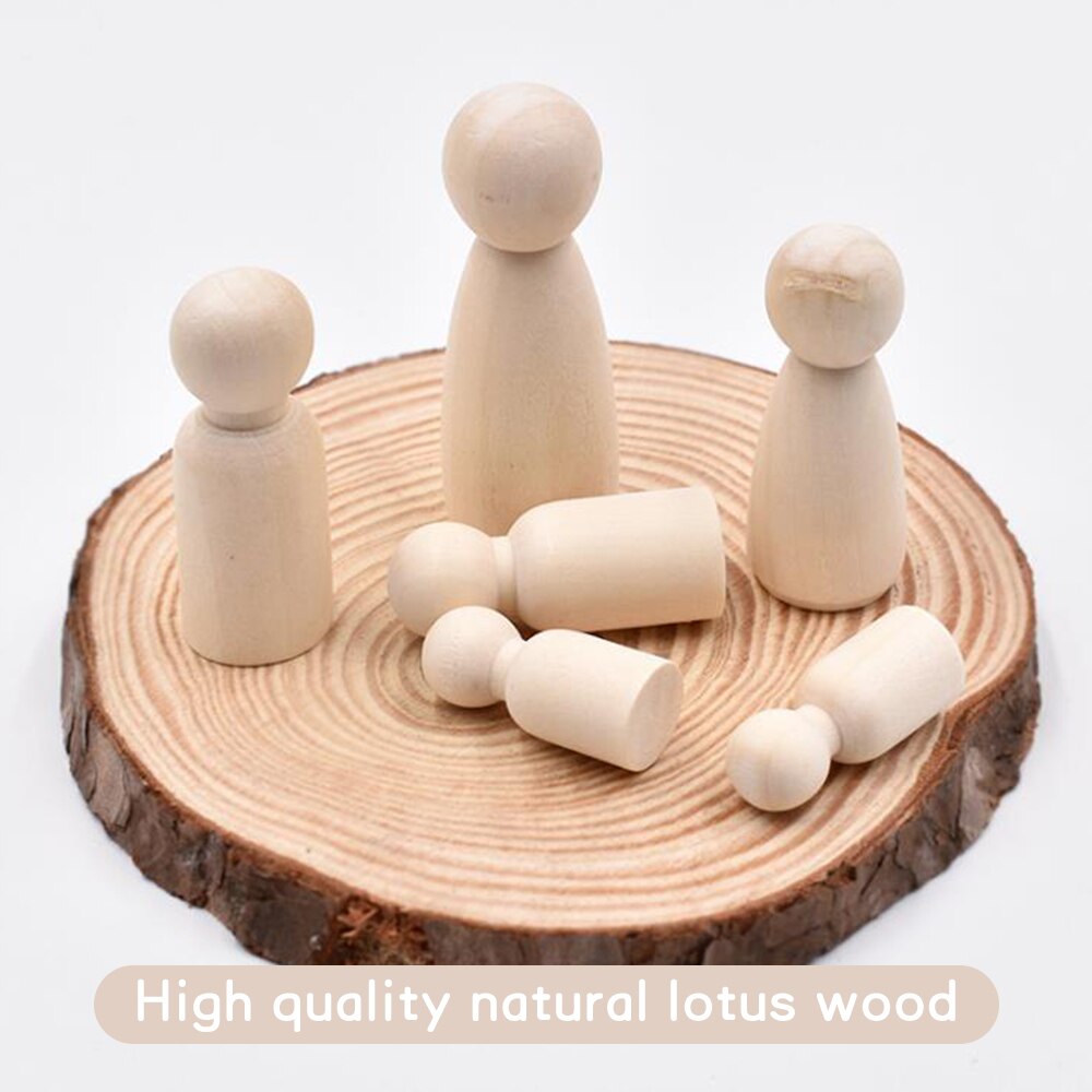 10Pcs 35/43/55/65mm Wooden Peg Dolls Girl Boy Wooden Dolls Kids Room Decor Handmade Diy Wooden Peg Dolls Blank Accessories