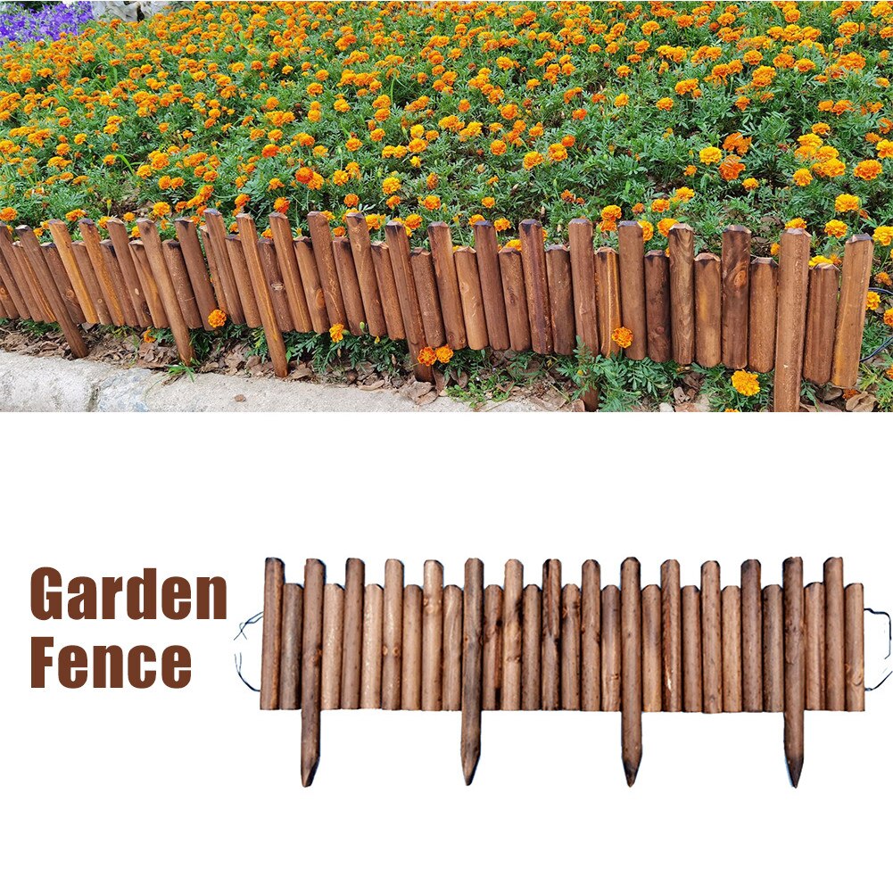 Valla enrollable de madera con pinchos, fácil de conectar, resistente a la corrosión, para camas de flores, caminos de césped inteligentes
