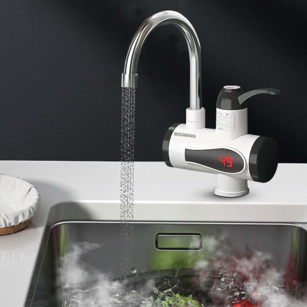 Tankless Instantaneous Faucet Water Heater Instant Water Heater Tap Kitchen Water Crane LED Digital EU Plug