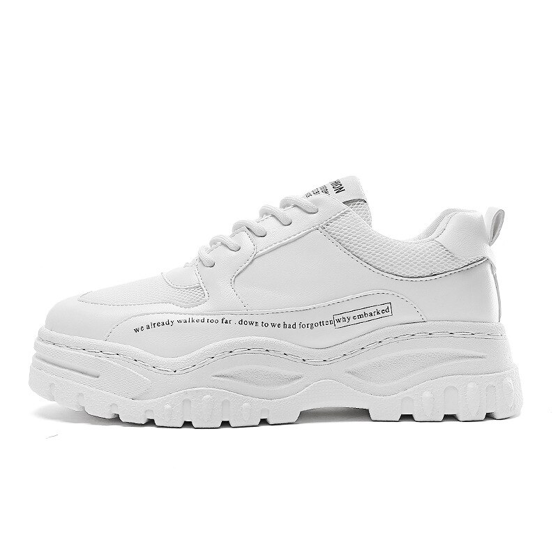 Excargo skor herr vita sneakers platå höst skor för män chunky sneakers svarta andas bekväma: Vit / 41