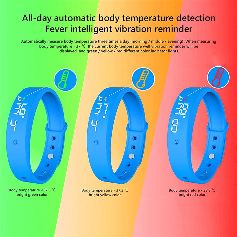 V9 Lichaamstemperatuur Monitor Thermometers Smart Braceletsport Stappenteller Horloge Speelgoed Smartband Fitness Bluetooth Waterdichte Speelgoed Band