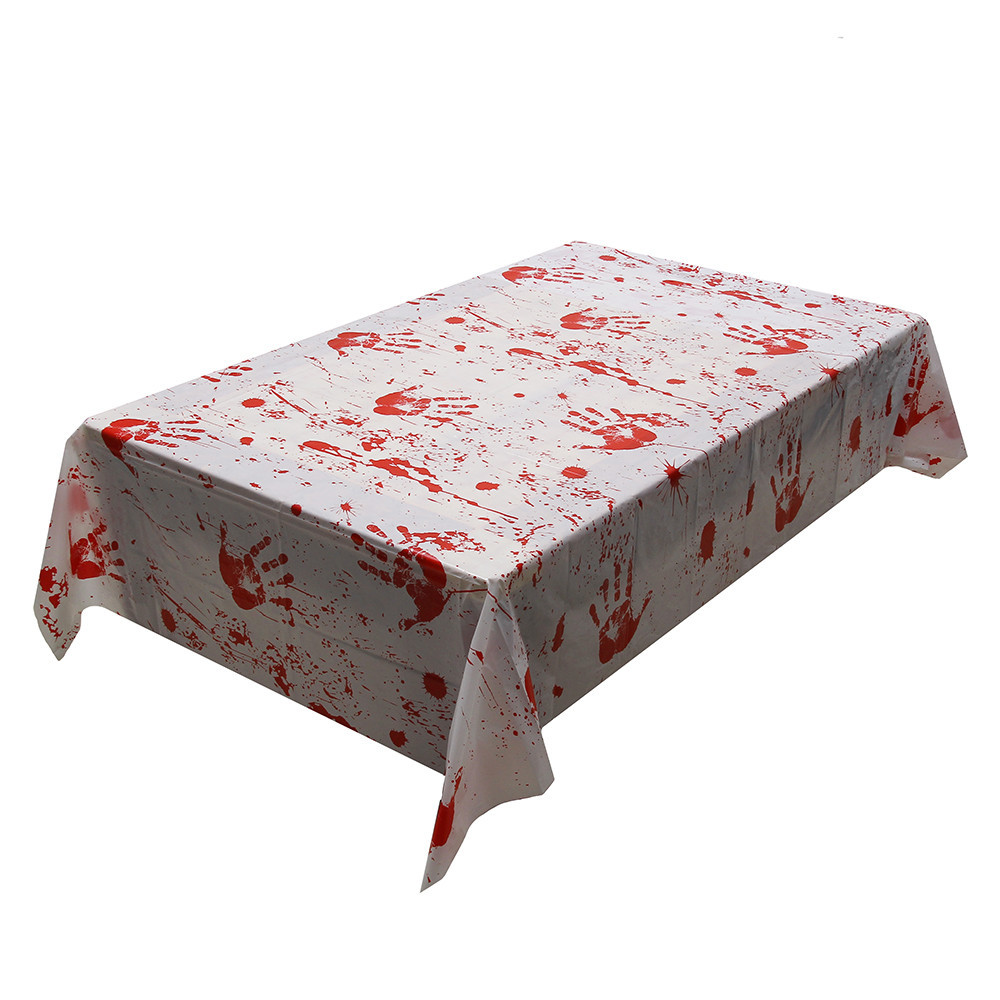 Decoraciones de Halloween Horror Casa Decor huellas de sangre mantel delantal sangriento Halloween accesorio: Tablecloth-A