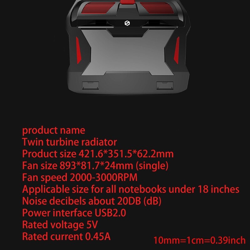 Air Flow Cooling Pad For 12-17 inch Laptop RGB Gaming Laptop Cooler 62KA