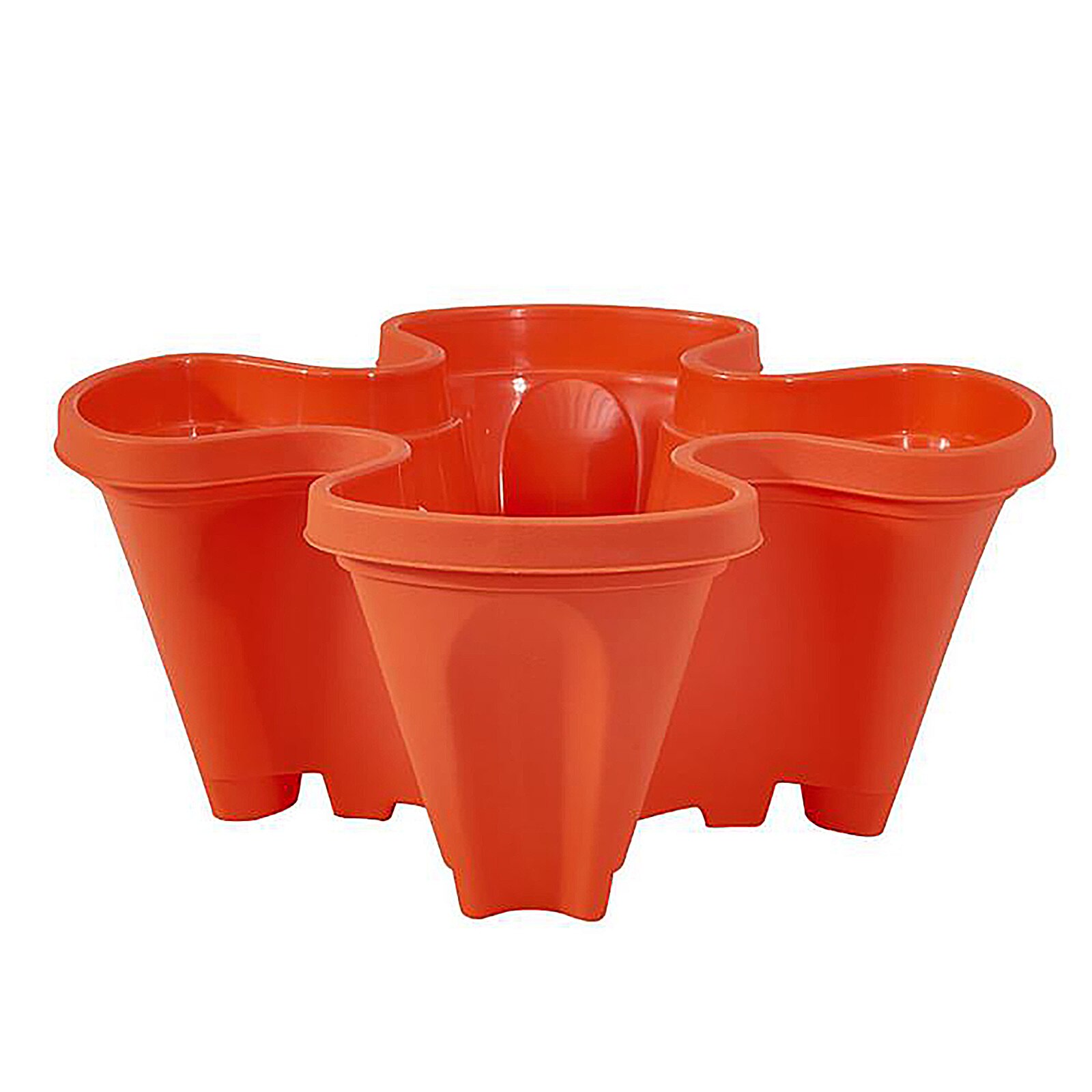 Stackable Flower Tower Strawberry Planter Multi-Layer Combination Vertical Planter Three Petal for Strawberry Herb Vegetable Pot: Red 