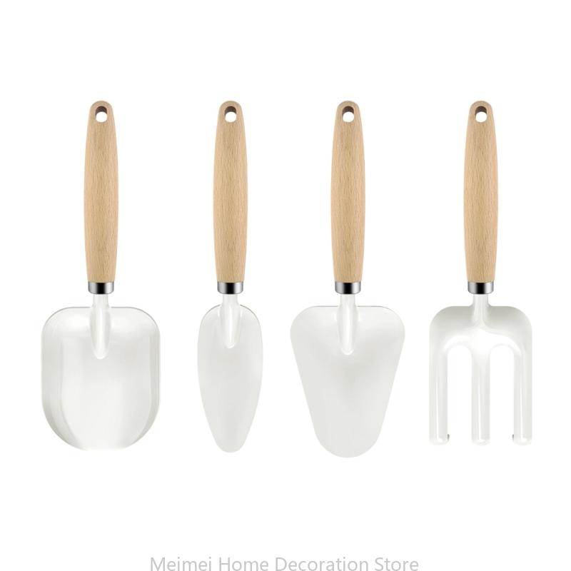 H7bf-delt havesæt til børn, 4 dele metalhaveredskaber til børn med træskaft