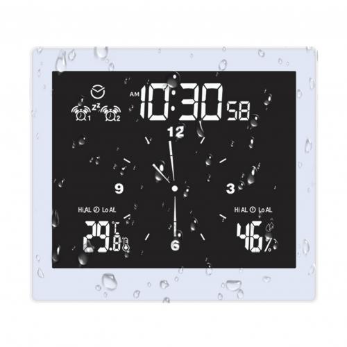 ,ulti Function Waterproof Suction Cup Stand Countdown Temperature Humidity Bath Digital Clock: white