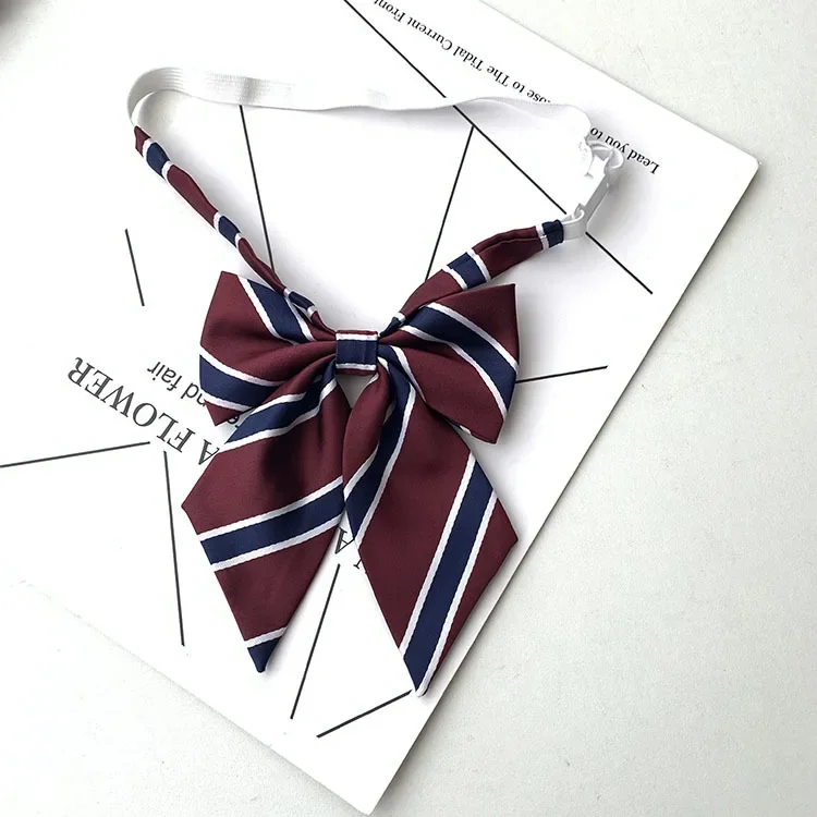 Corbata japonesa JK, accesorios de ropa femenina, pajarita decorativa para uniforme de estudiante, corbatas de rayas rojas de estilo universitario para niñas: Blanco