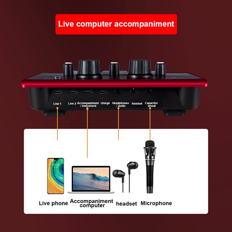 L8 Portable Sound Card 12 Kinds Sound Effect Live Broadcast Sound Card Set For Mobile Phone Computer Game Portable Audio