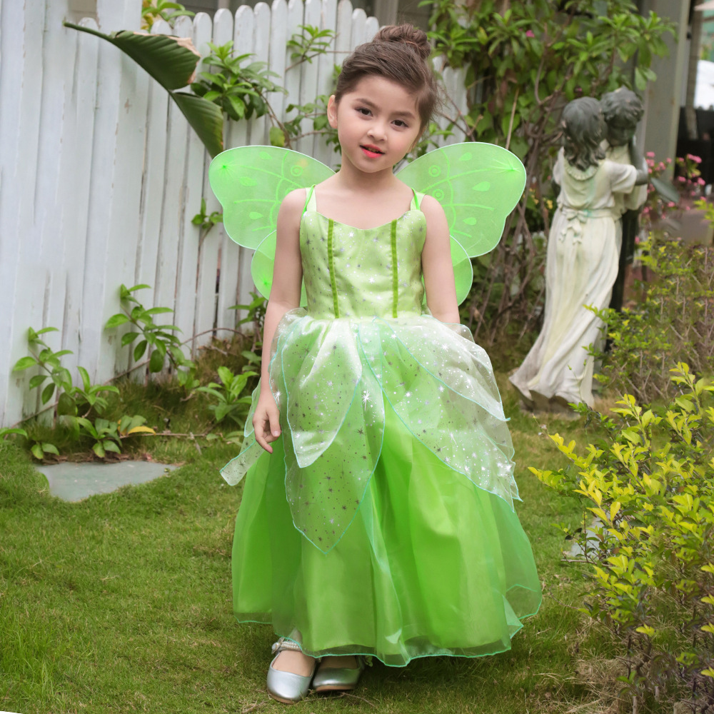 Flower Fairy Dresses Kids Girl Princess Fairies Fancy Dress With Wings Child Halloween Birthday Party Costume Elves Clothes