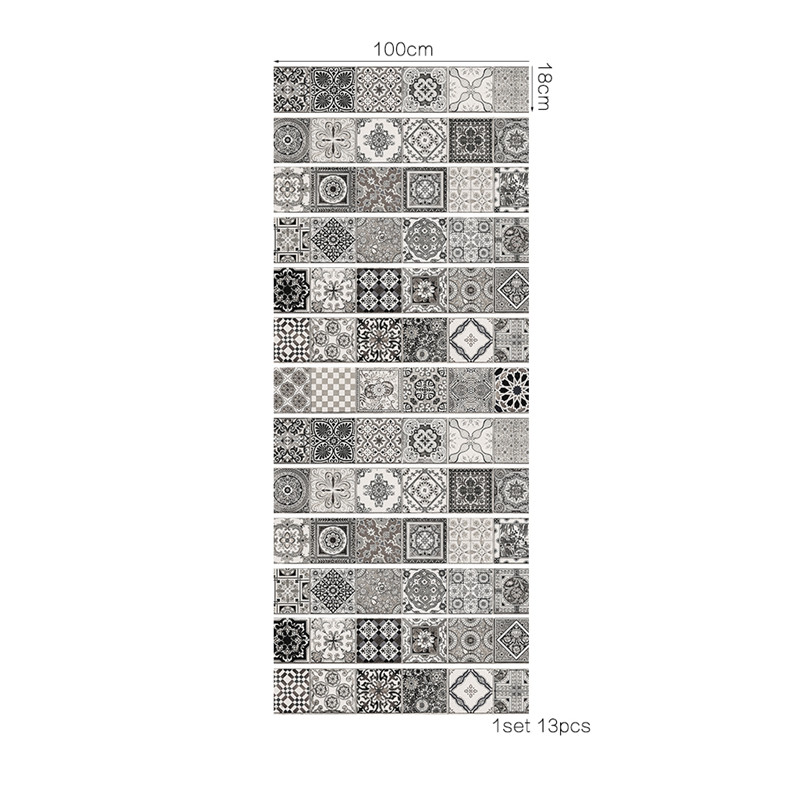 13 stykker/sæt diy 3d trappemærkater keramiske fliser mønster til hustrapper dekoration stor trappe vægklistermærke