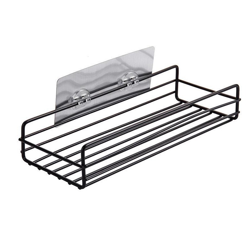 Keukenopslag badkamerplanken Organisator Aluminium Doucheplank Accessoires Shampoo Rek multi-scenario Geen boorplank: Clear
