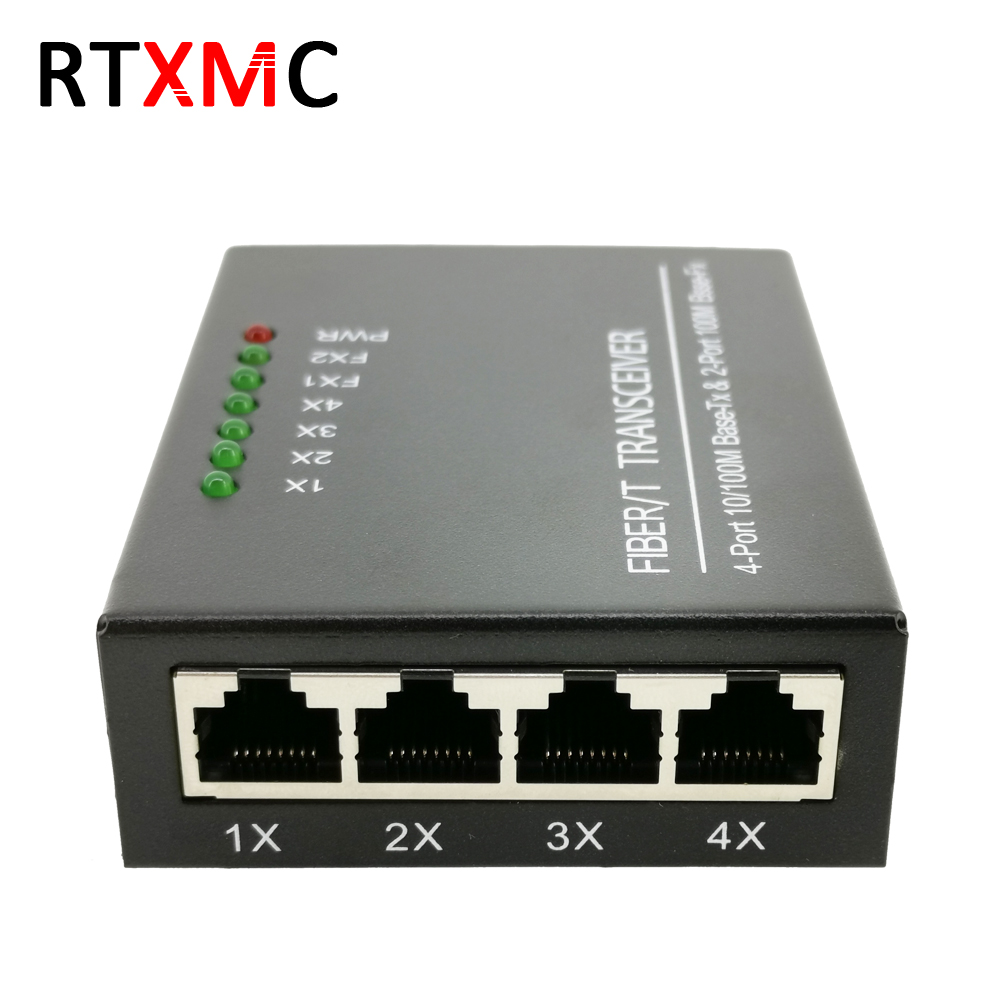 Conversor Optico Placa Rede Metro Fibra Otica Frete Grátis Conversou De schalter Medien Konverter 2Fo 4 Lan 10/100M 2SC 4RJ45 Opti