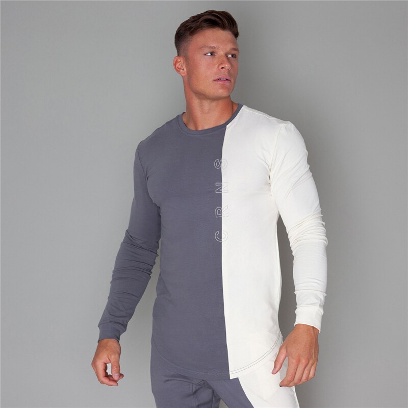 Chemises de sport à manches longues pour hommes: Chemise de sport grise / Asiatique xl