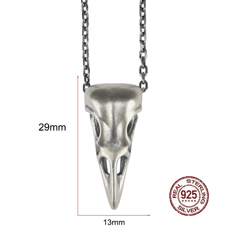 Hellolook Gothic Bird Schedel Hanger Ketting 925 Sterling Zilveren Ketting Hanger Punk Ketting Voor Mannen Vintage Sieraden
