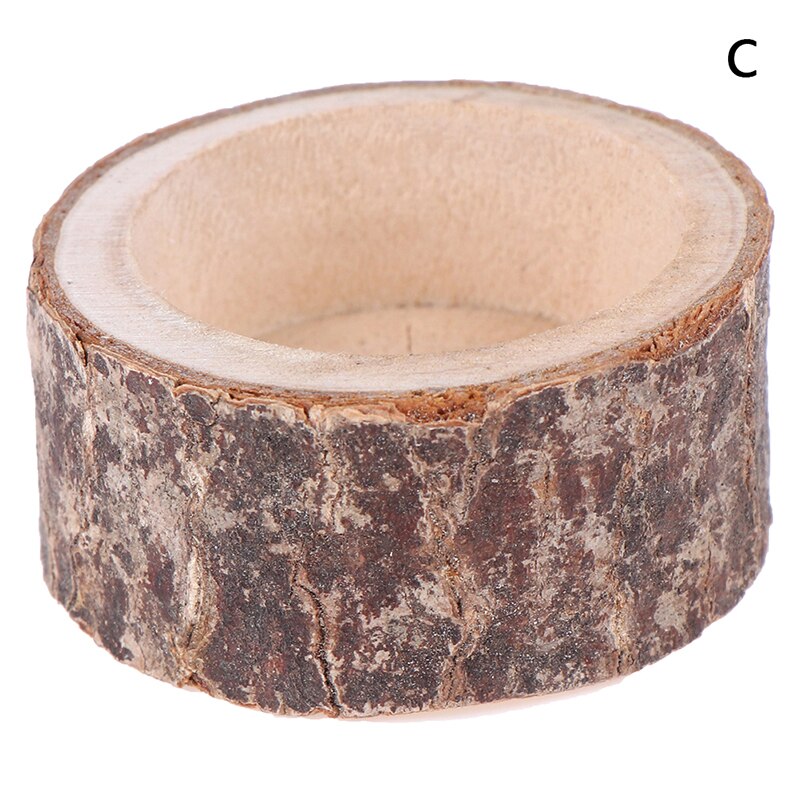 Maceta de madera creativa de 1 pieza para jardinera suculenta, soporte de vela, maceta de interior, adorno decorativo: C