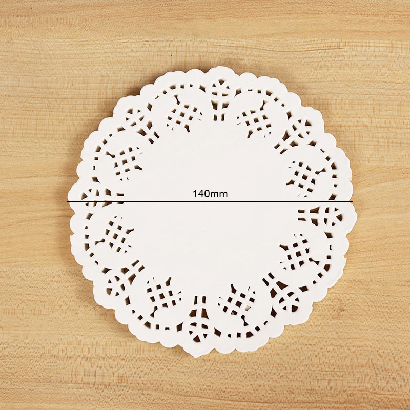 Posavasos de encaje redondo blanco, mantel individual de papel con encaje para pastel, tapetes, embalaje de de boda para mesa de Navidad y cumpleaños, decoración artesanal, 100 Uds.: Beige