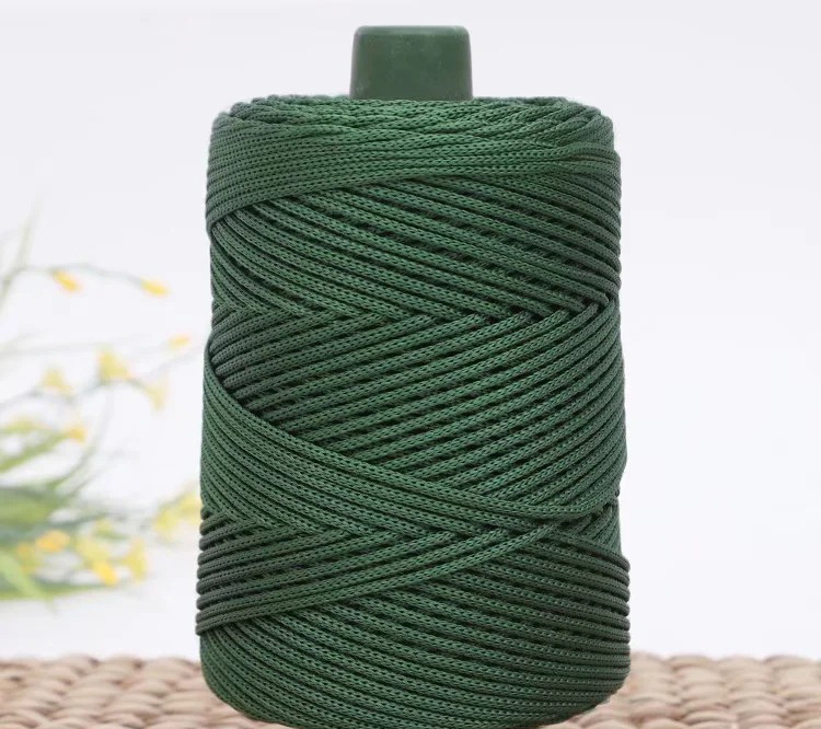 Cordón de algodón de colores de 3mm, cuerda tejida trenzada, hilo hueco, artesanía decorativa, bolso hecho a mano, accesorios para cinturón con cordón: Caqui