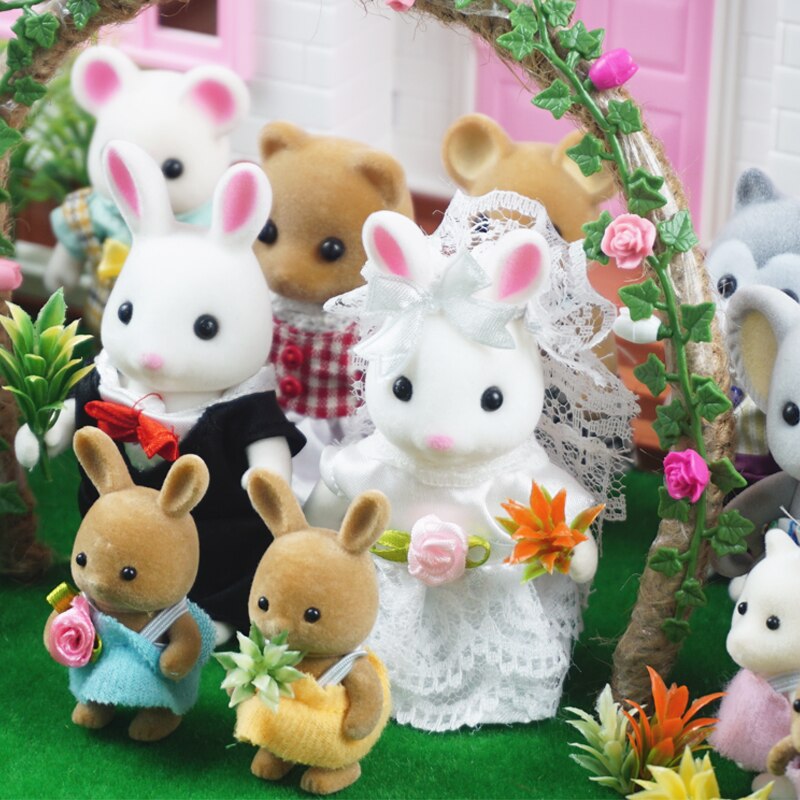 Scala 1:12 giocattolo casa mobili in miniatura 1/12 del coniglio panda della ragazza giocattolo foresta famiglia di animali per bambini di simulazione pretend gioco set