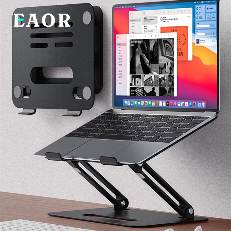 Eaor laptopständer aus aluminiumlegierung, mehrfach verstellbarer winkel, zwei klappbare halterung mit kühlfunktion für notebooks, tablets und laptops