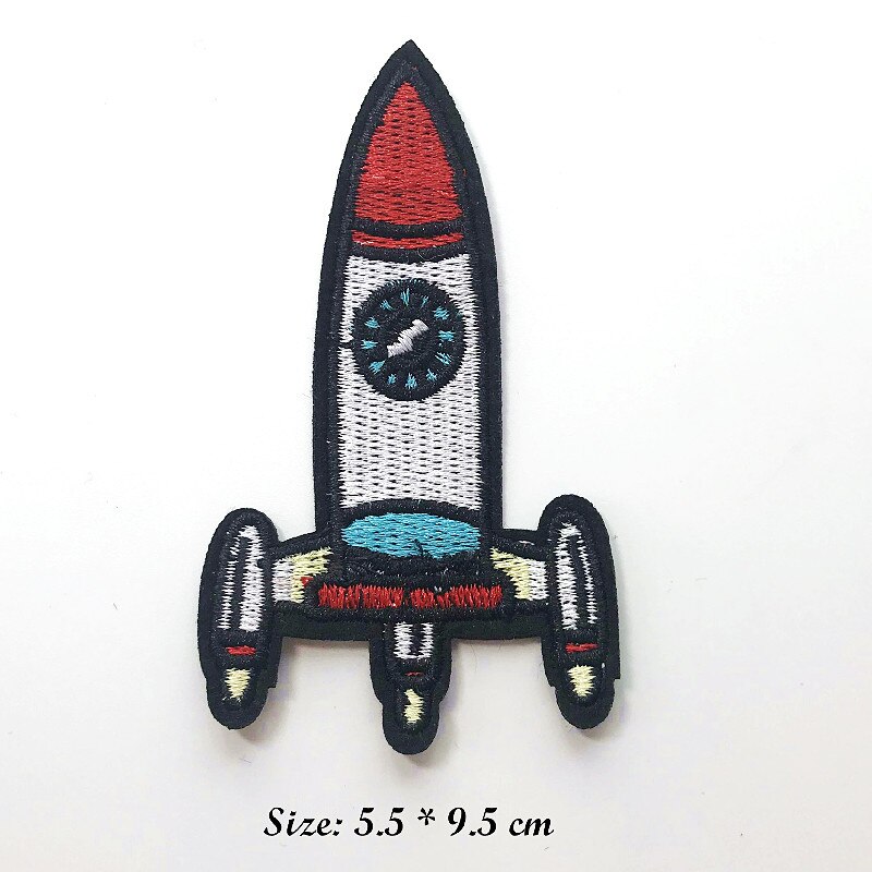 Rocket Flying saucer Space ship Patches Embroidered for Clothing DIY Stripes Applique Clothes Stickers Sewing Iron On Clothes: 10